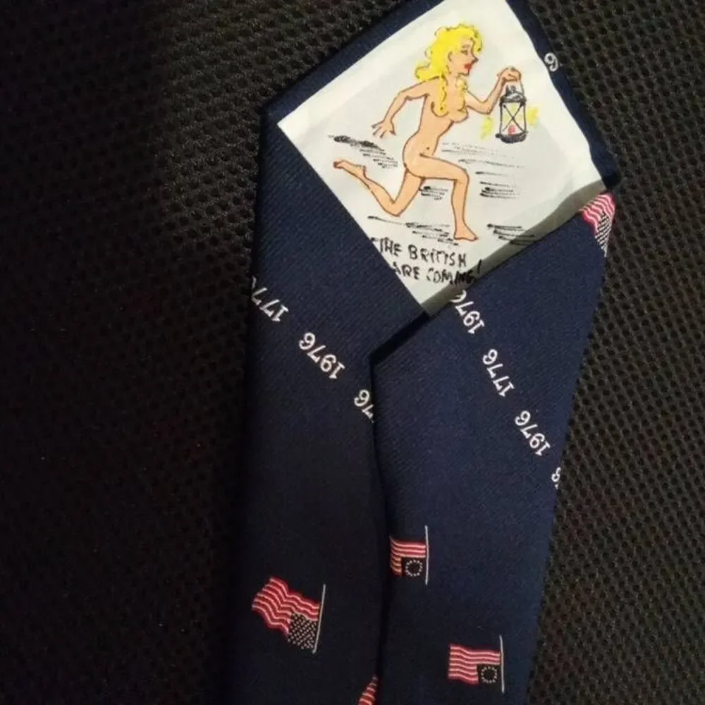 Rare Vintage Bicentennial Nudie Girl Handpainted Tie